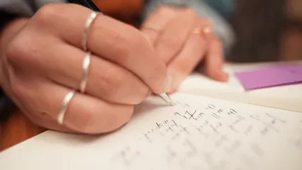 Horizontal video: Close up of a person writing 9683619. Duration: 11 seconds. Resolution: 3840x2160