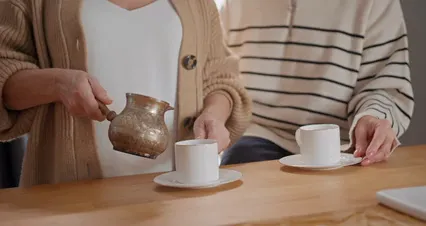 Horizontal video: A woman pouring coffee 6938650. Duration: 35 seconds. Resolution: 4096x2160