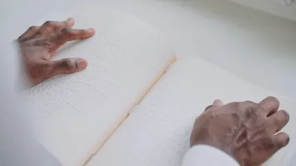 Horizontal video: Reading in braille 7694511. Duration: 22 seconds. Resolution: 1920x1080